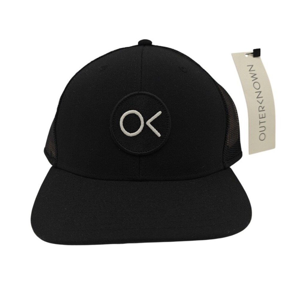 Outerknown OK Logo Trucker Hat Black Recycled Polyester Snapback Cap OS New